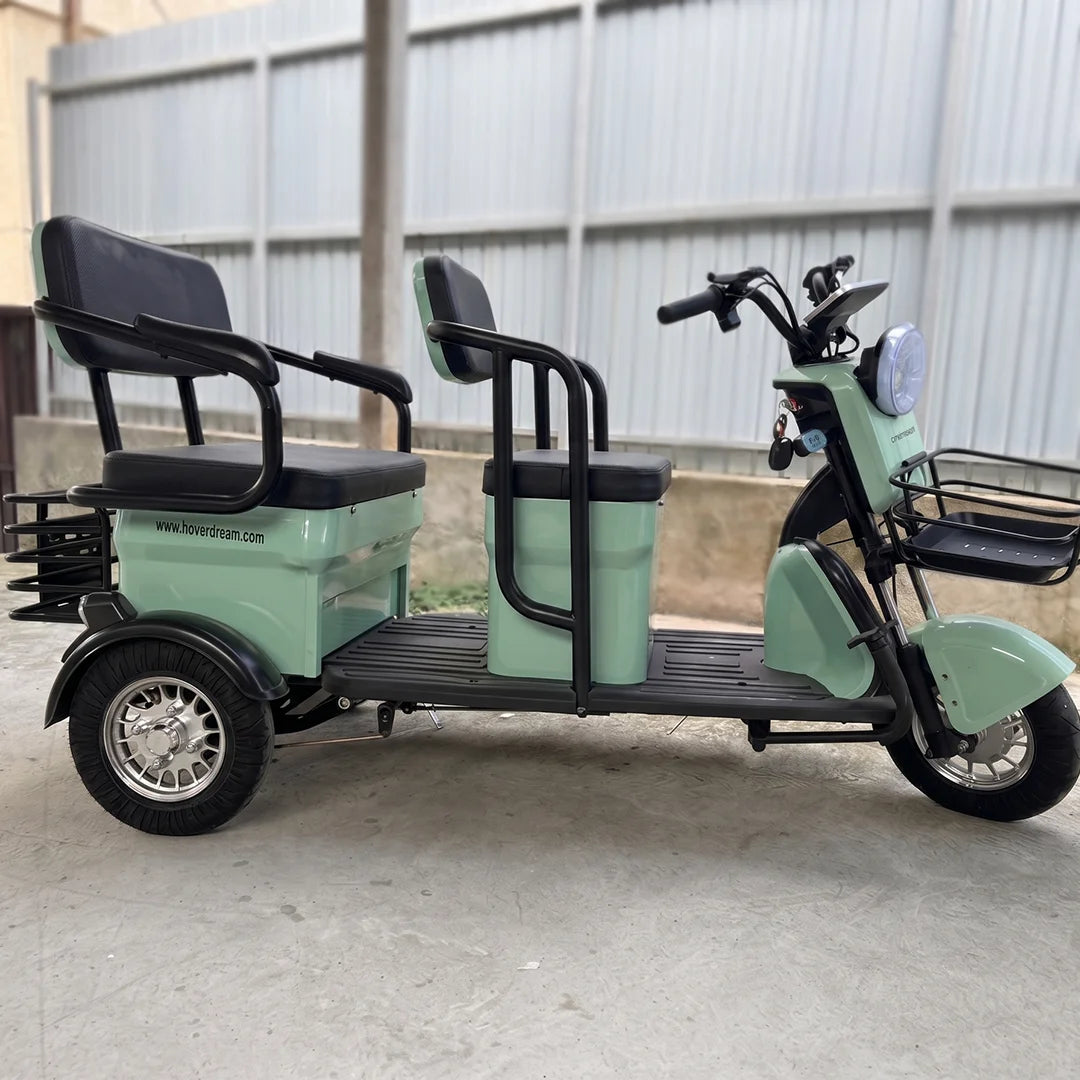 Tricicletă Electrică LONG 2 Banchete Mari Rabatabile, 1200W, 60V32AH - Agrement - Roșie