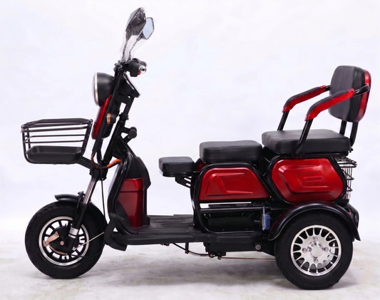 Tricicletă Electrică 3 scaune reglabile (1-3 locuri), Fără Permis, 1000W 60V20AH - Agrement - ROȘIE