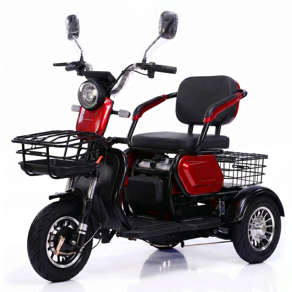 Tricicletă Electrică 3 scaune reglabile (1-3 locuri), Fără Permis, 1000W 60V20AH - Agrement - ROȘIE