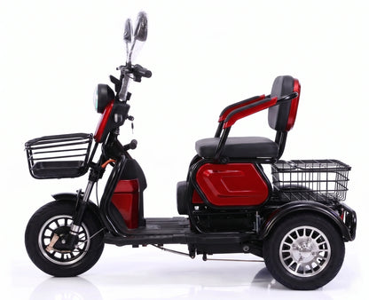 Tricicletă Electrică 3 scaune reglabile (1-3 locuri), Fără Permis, 1000W 60V20AH - Agrement - ROȘIE