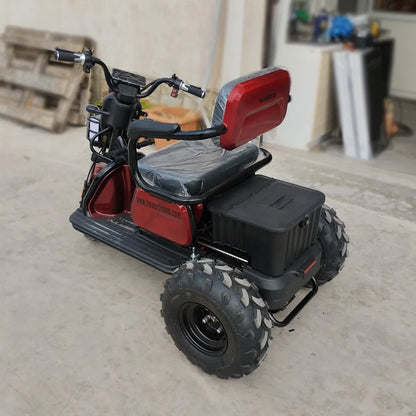 Tricicletă Electrică OFFROAD cu 3 scaune reglabile (1-3 locuri), Fără Permis, 800W 60V20AH - ROȘIE