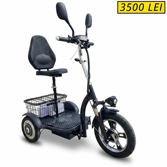 Tricicletă Electrică 200, de mobilitate, adulți și vârstnici, Fără Permis, 500W 48V12Ah - Agrement