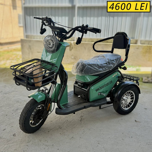 Tricicletă Electrică cu Șa Dublă, Fără Permis, 650W 60V20AH - Agrement - Verde