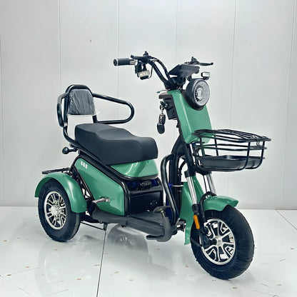 Tricicletă Electrică cu Șa Dublă, Fără Permis, 650W 60V20AH - Agrement - Verde